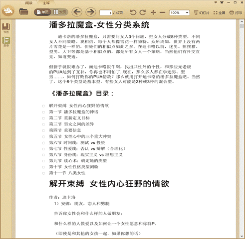 潘多拉魔盒-女性分类系统